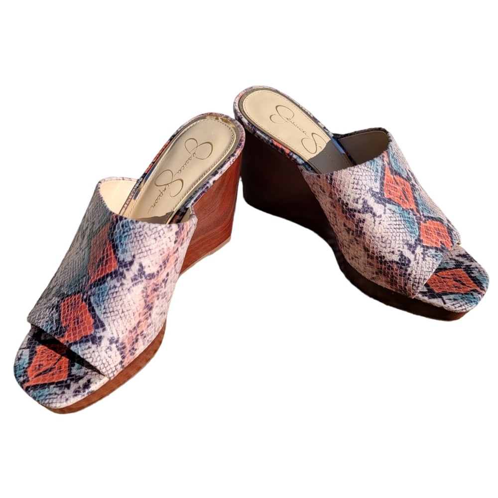 ♡Jessica Simpson Slide Wedge Sandals▪︎Faux Snakeskin ▪︎8.5 M NWOT